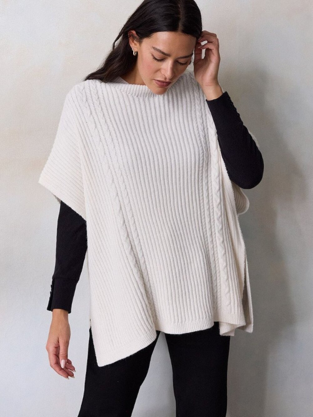 Lauren Conrad Cable Knit Ribbed Poncho